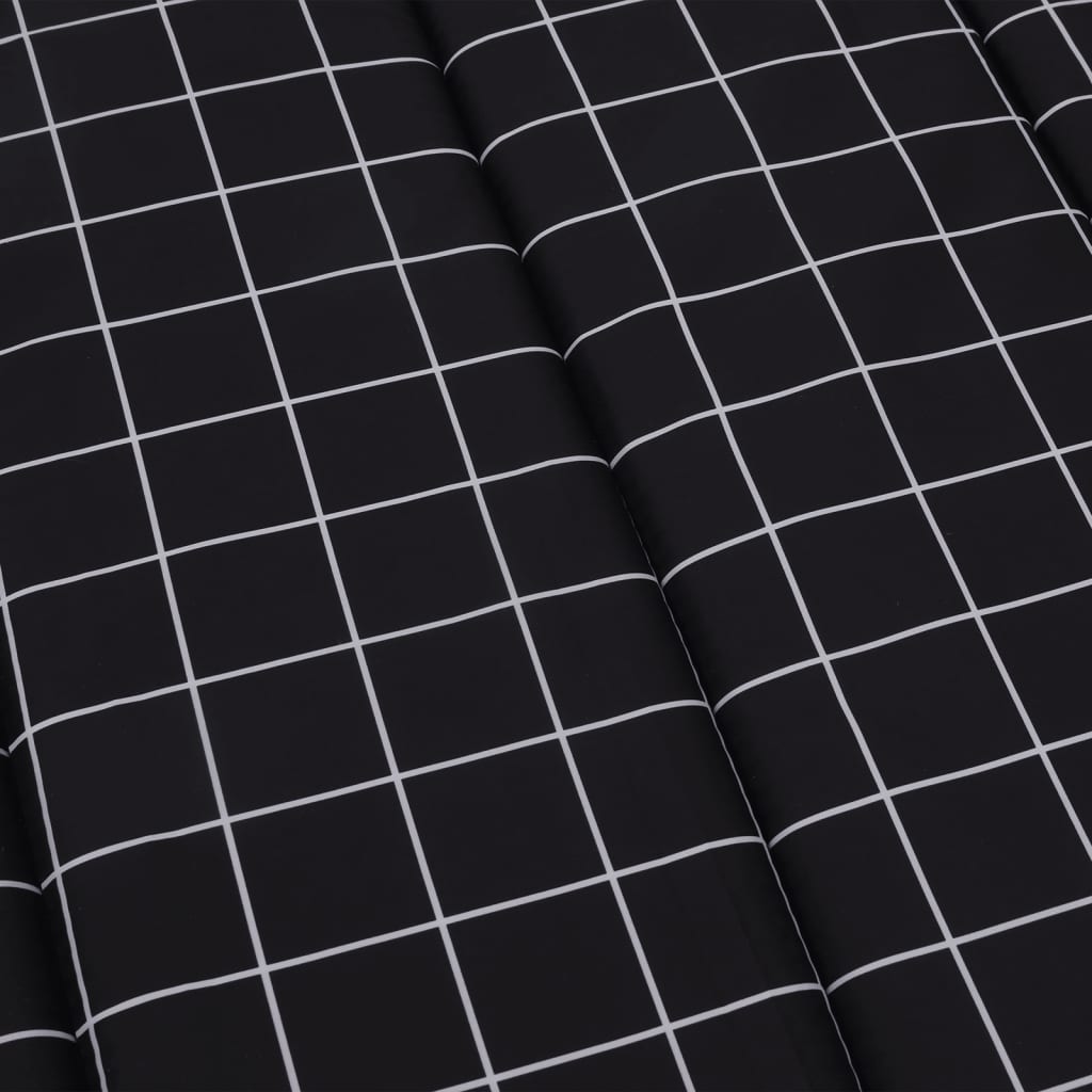 Black check Oxford fabric sun lounger cushion, shown folded with grid pattern.