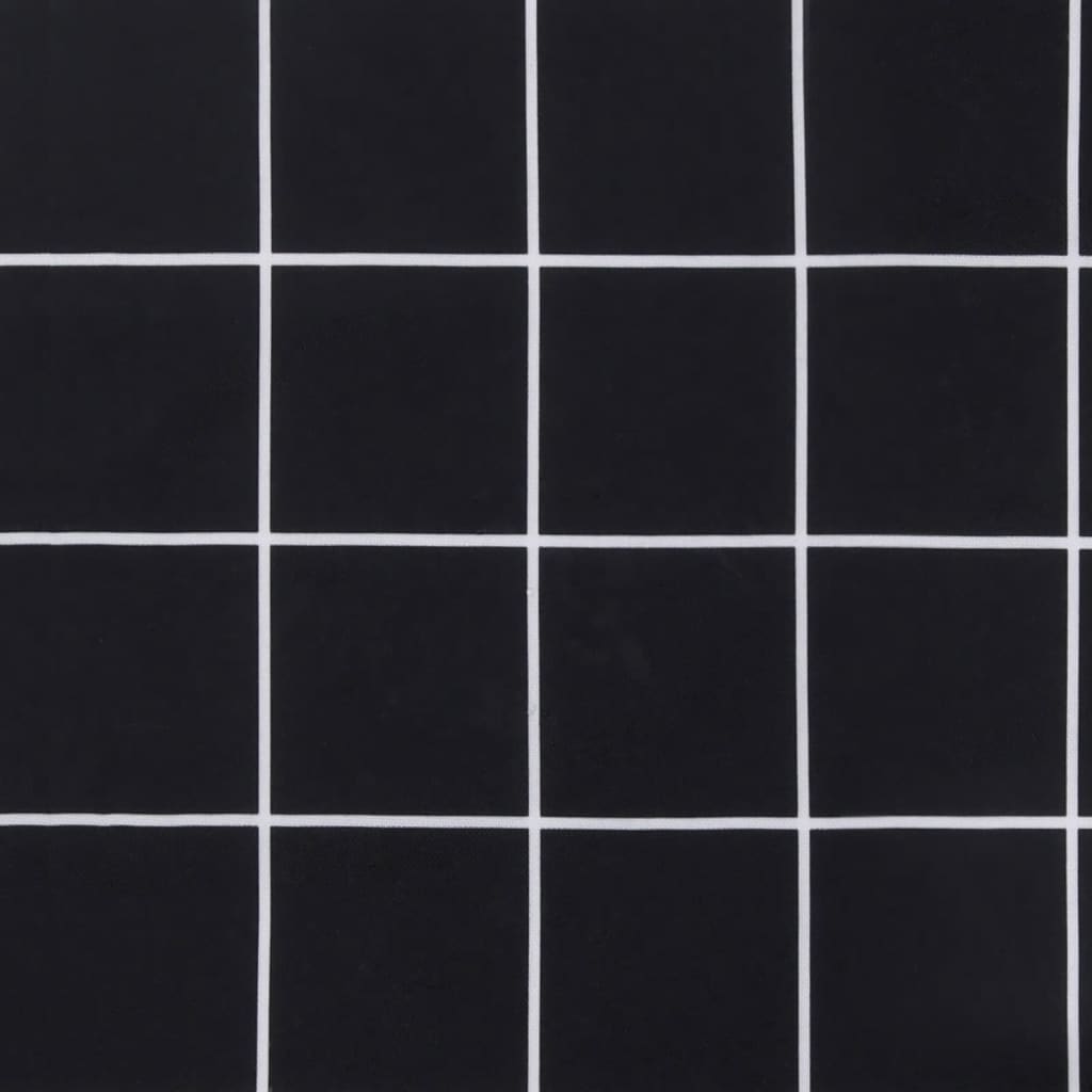 Black check Oxford fabric sun lounger cushion with non-slip straps.