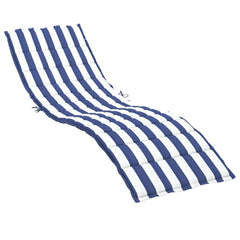 Blue and white striped Oxford fabric sun lounger cushion with foam filling.