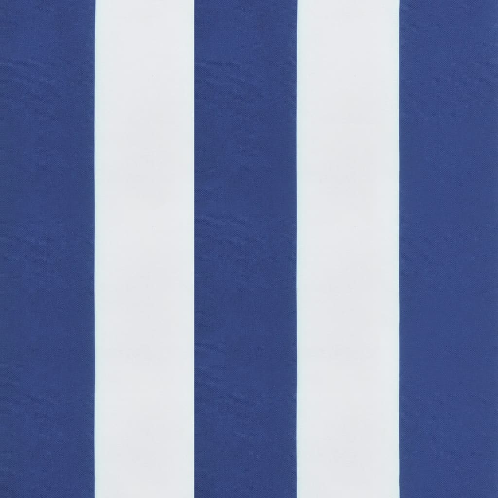 Blue and white striped Oxford fabric sun lounger cushion.
