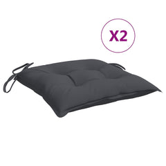 Two anthracite Oxford fabric chair cushions with ties, 15.7x15.7x2.8 inches each.