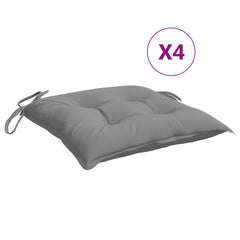 Gray Oxford fabric chair cushions, 15.7x15.7x2.8 inches, 4-pack with ties.