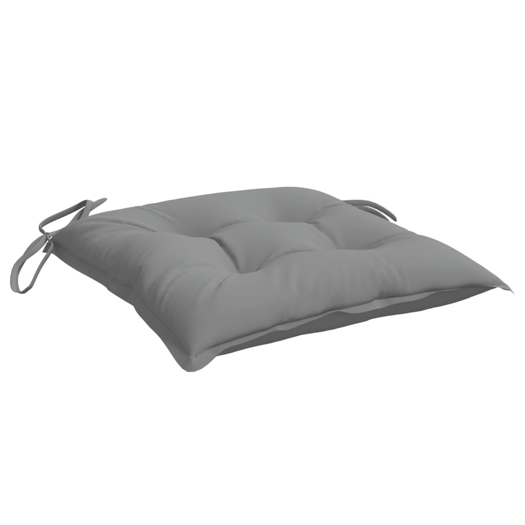 Gray Oxford fabric chair cushion with ties, 15.7x15.7x2.8 inches.
