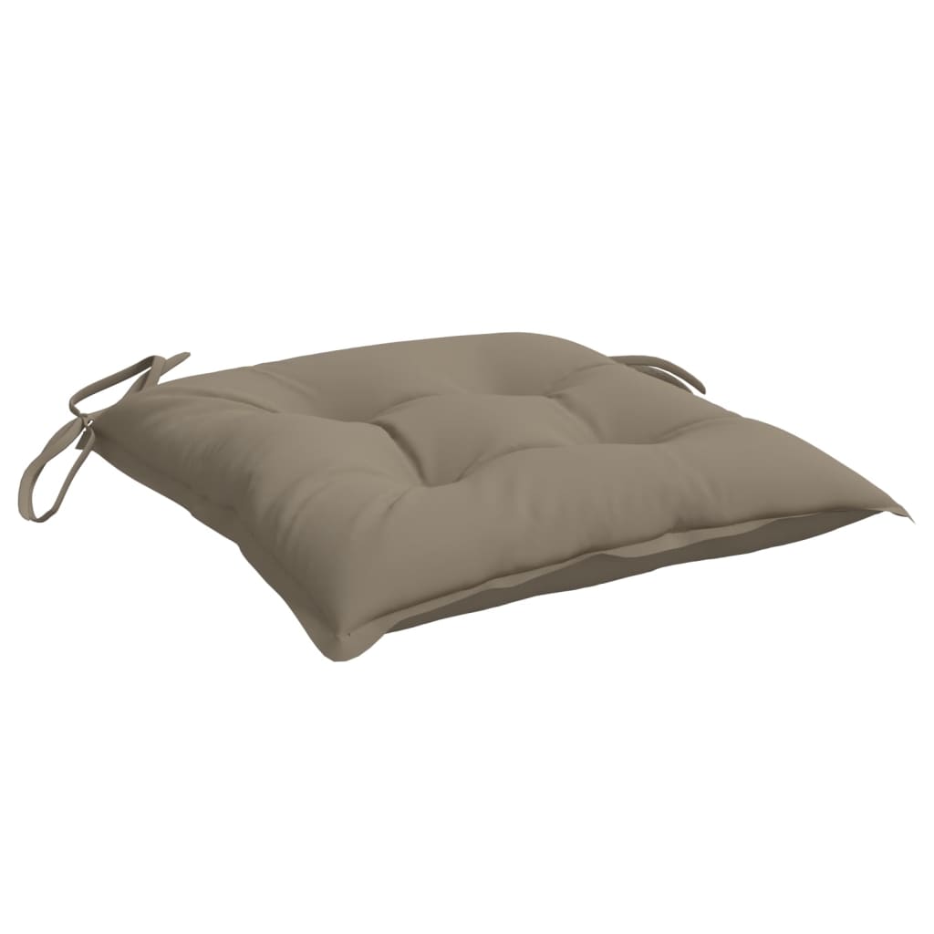 Taupe Oxford fabric chair cushion with ties, 15.7x15.7x2.8 inches.