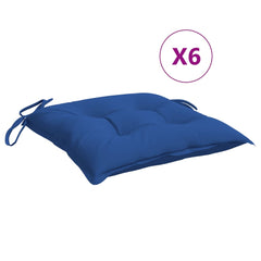 Blue Oxford fabric chair cushions with ties, 6-pack, 15.7x15.7x2.8 inches.