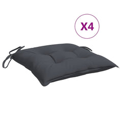 Four anthracite Oxford fabric chair cushions, each 19.7x19.7x2.8 inches with ties.