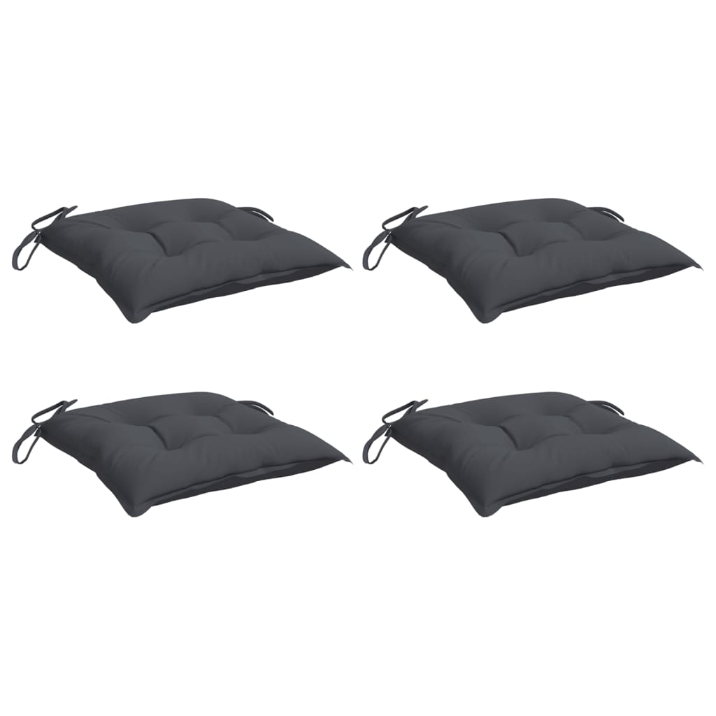 Four anthracite Oxford fabric chair cushions, each 19.7x19.7x2.8 inches with ties.