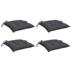 Four anthracite Oxford fabric chair cushions, each 19.7x19.7x2.8 inches with ties.