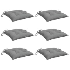 Six gray Oxford fabric chair cushions, each 19.7x19.7x2.8 inches with tie ropes.
