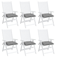 Six gray Oxford fabric chair cushions, each 19.7x19.7x2.8 inches, with tie-down ropes.