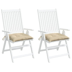 Two beige Oxford fabric pallet cushions, each 19.7x19.7x2.8 inches, in a 2-pack.