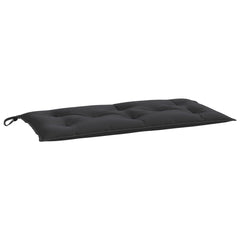 Black Oxford fabric garden bench cushion, 39.4x19.7x2.8 inches, with ties.