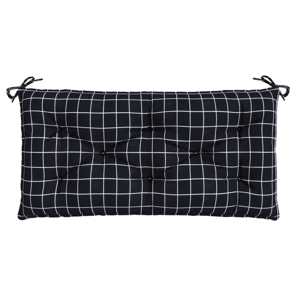 Garden Bench Cushion Black Check Pattern 39.4x19.7x2.8 Oxford Fabric ...