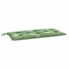 Green leaf-patterned garden bench cushion made of Oxford fabric, measuring 39.4x19.7x2.8 inches.