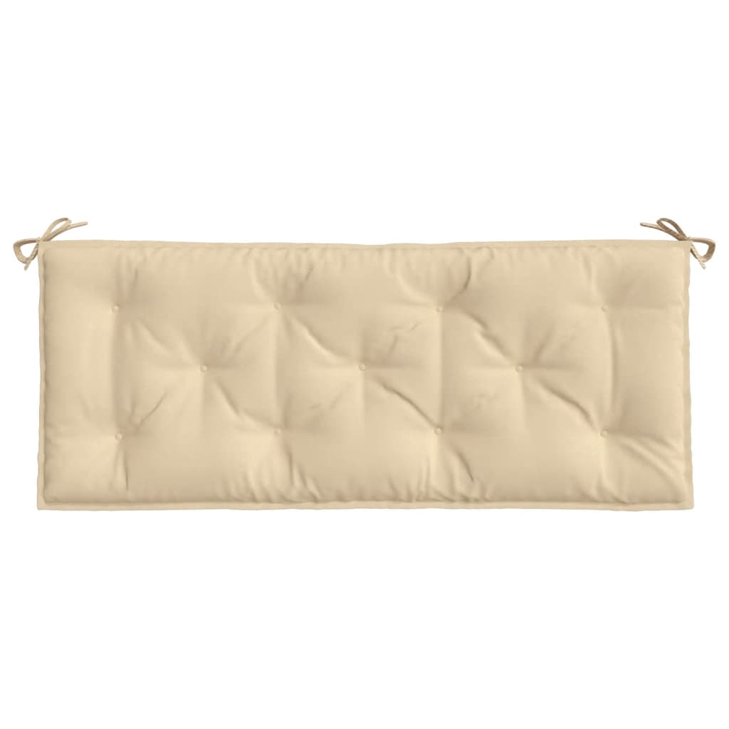 Beige Oxford fabric garden bench cushion, 47.2x19.7x2.8in, with ties.