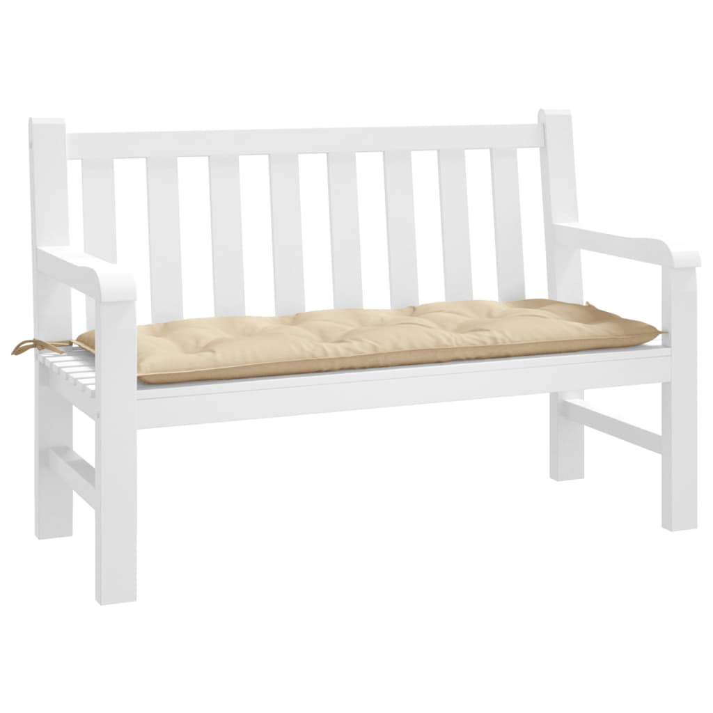 Beige Oxford fabric garden bench cushion, 47.2x19.7x2.8 inches, with ties.