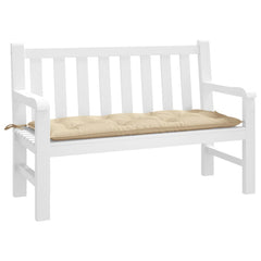 Beige Oxford fabric garden bench cushion, 47.2x19.7x2.8 inches, with ties.