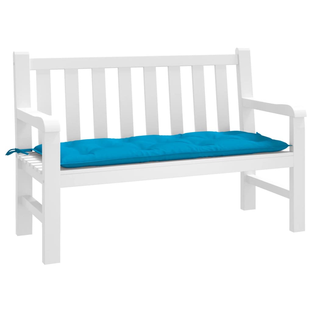 Light blue Oxford fabric garden bench cushion with ties, 47.2x19.7x2.8 inches.