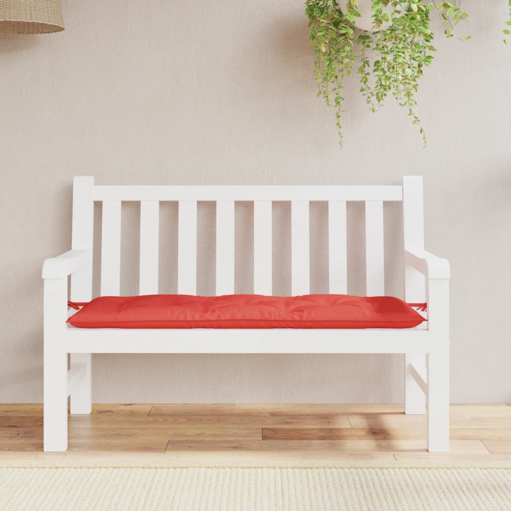 Red Oxford fabric garden bench cushion with ties, sized 47.2x19.7x2.8 inches.