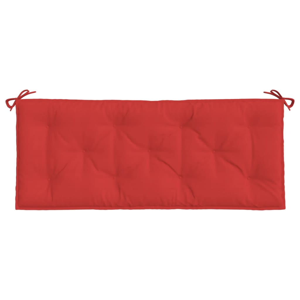 Red Oxford fabric garden bench cushion, 47.2x19.7x2.8 inches, with corner ties.