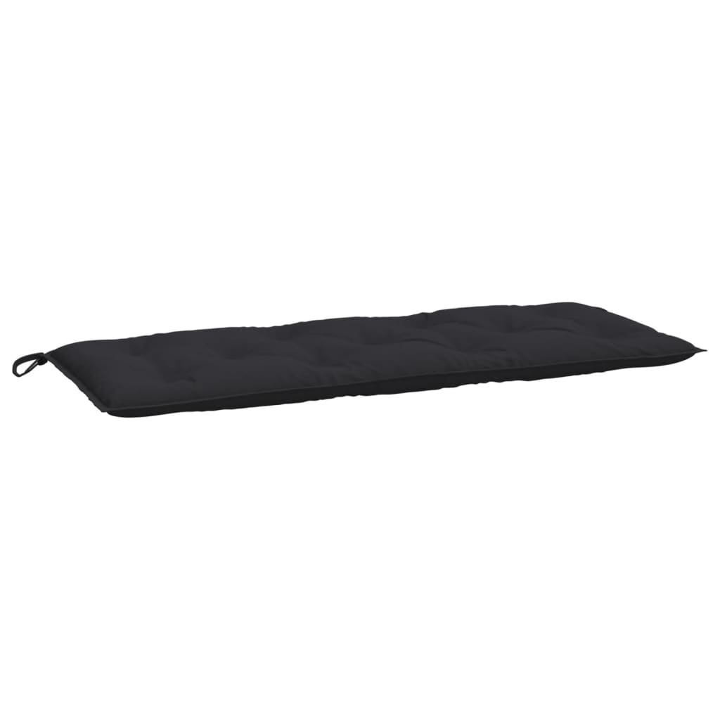 Black Oxford fabric garden bench cushion, 47.2x19.7x2.8 inches, with ties.