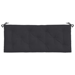 Black Oxford fabric garden bench cushion, 47.2x19.7x2.8 inches, with tie-down ropes.