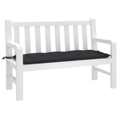 Black Oxford fabric garden bench cushion, 47.2x19.7x2.8 inches, with ties.