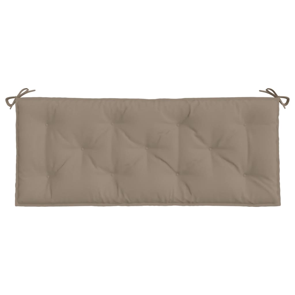 Taupe Oxford fabric garden bench cushion, 47.2x19.7x2.8 inches, with ties.