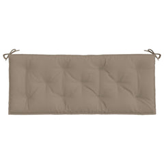 Taupe Oxford fabric garden bench cushion, 47.2x19.7x2.8 inches, with ties.