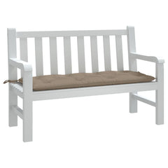 Taupe Oxford fabric garden bench cushion, 47.2x19.7x2.8 inches, with ties.