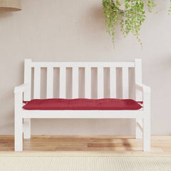 Wine red Oxford fabric garden bench cushion, 47.2x19.7x2.8 inches, on white bench.