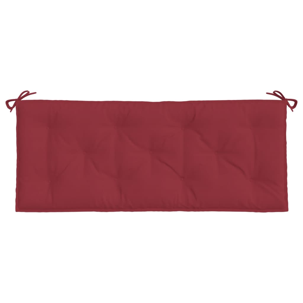 Wine red Oxford fabric garden bench cushion, 47.2x19.7x2.8 inches, with tie-down ropes.