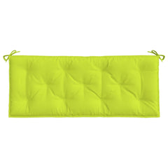 Bright green Oxford fabric garden bench cushion, 47x20 inches, with ties.