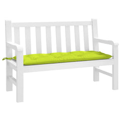 Bright green Oxford fabric garden bench cushion, 47x20 inches, with ties.