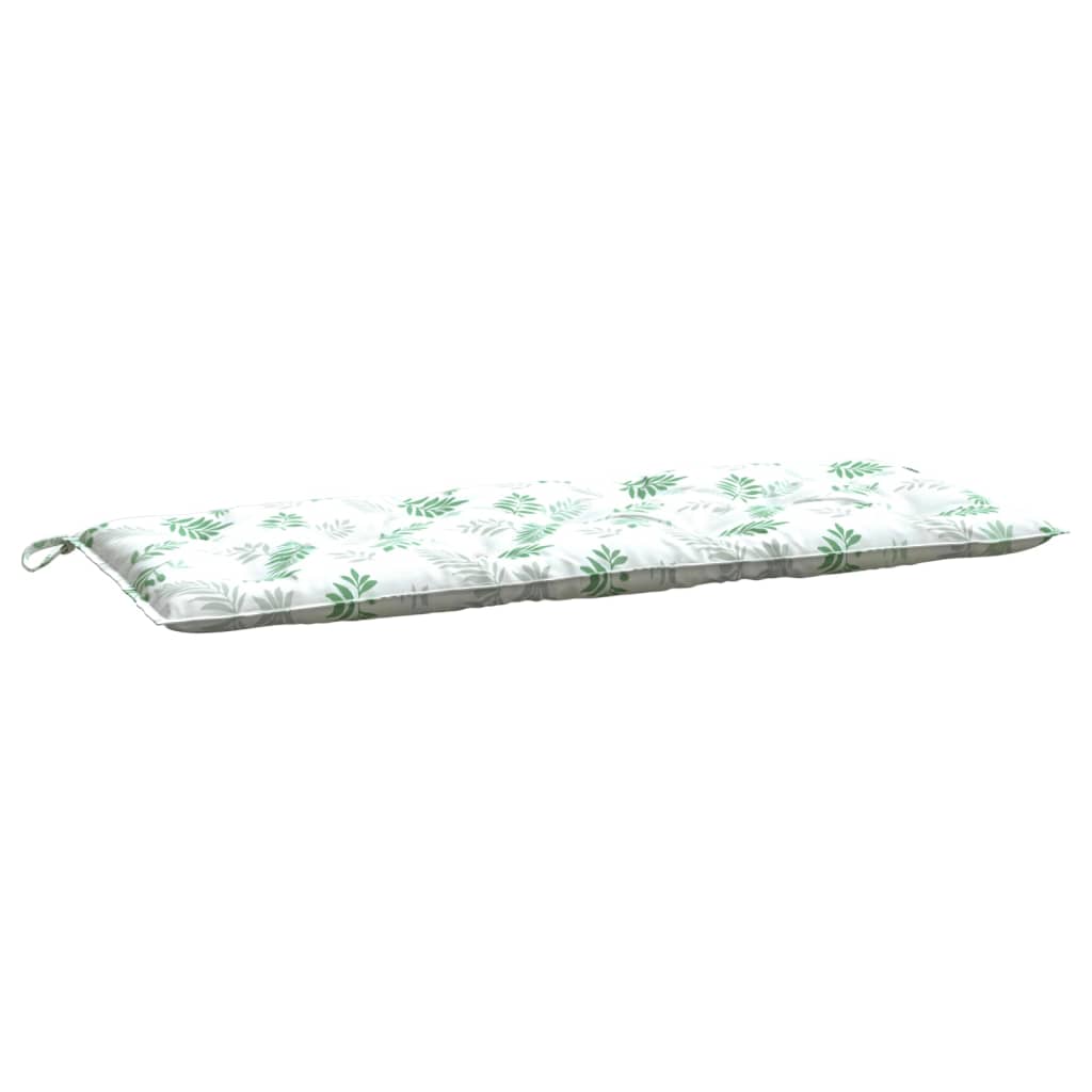 Leaf-pattern polyester garden bench cushion, 47.2x19.7x2.8 inches, with ties.
