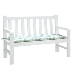 Leaf pattern polyester garden bench cushion, 47.2x19.7x2.8 inches, with ties.