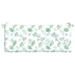 Leaf-patterned polyester garden bench cushion with ties, 47.2x19.7x2.8 inches.