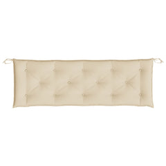 Beige Oxford fabric garden bench cushion, 59x20x3 inches, with ties.