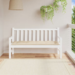 Beige Oxford fabric garden bench cushion, 59x20x3 inches, with ties.