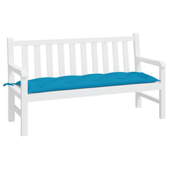 Light blue Oxford fabric garden bench cushion, 59x20x3 inches, with ties.