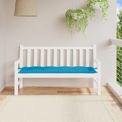 Light blue Oxford fabric garden bench cushion with ties, 59x20x3 inches.