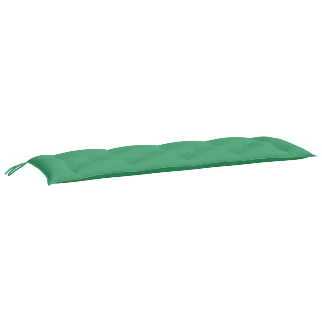Green garden bench cushion in Oxford fabric, 59.1x19.7x2.8 inches, with tufted design and ties.