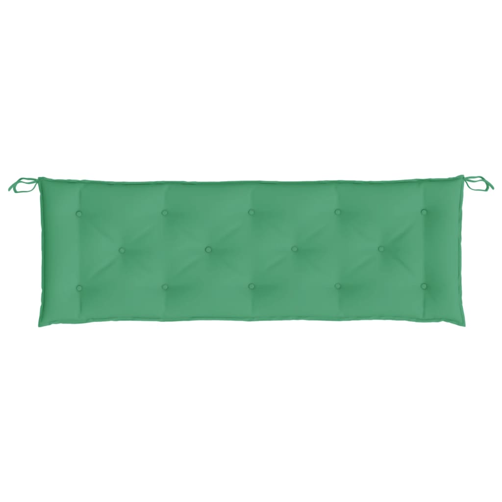 Green garden bench cushion in Oxford fabric, 59.1x19.7x2.8 inches, with ties.