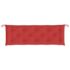 Red garden bench cushion made of Oxford fabric, measuring 59x20x3 inches.
