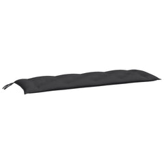 Black garden bench cushion in Oxford fabric, 59.1x19.7x2.8 inches, with ties.