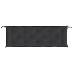 Black rectangular garden bench cushion with tufted Oxford fabric and ties, 59.1x19.7x2.8 inches.