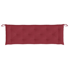 Wine red garden bench cushion in Oxford fabric, 59x20 inches, with ties.