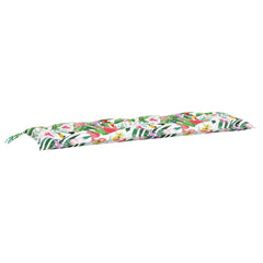 Multicolor garden bench cushion with floral design, water-resistant fabric, 59.1" x 19.7".