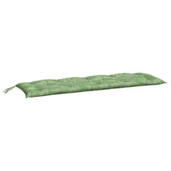 Green garden bench cushion with leaf pattern made of Oxford fabric, 59x20x3 inches.