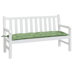 White garden bench with green leaf-patterned Oxford fabric cushion, 59x20x3 inches.